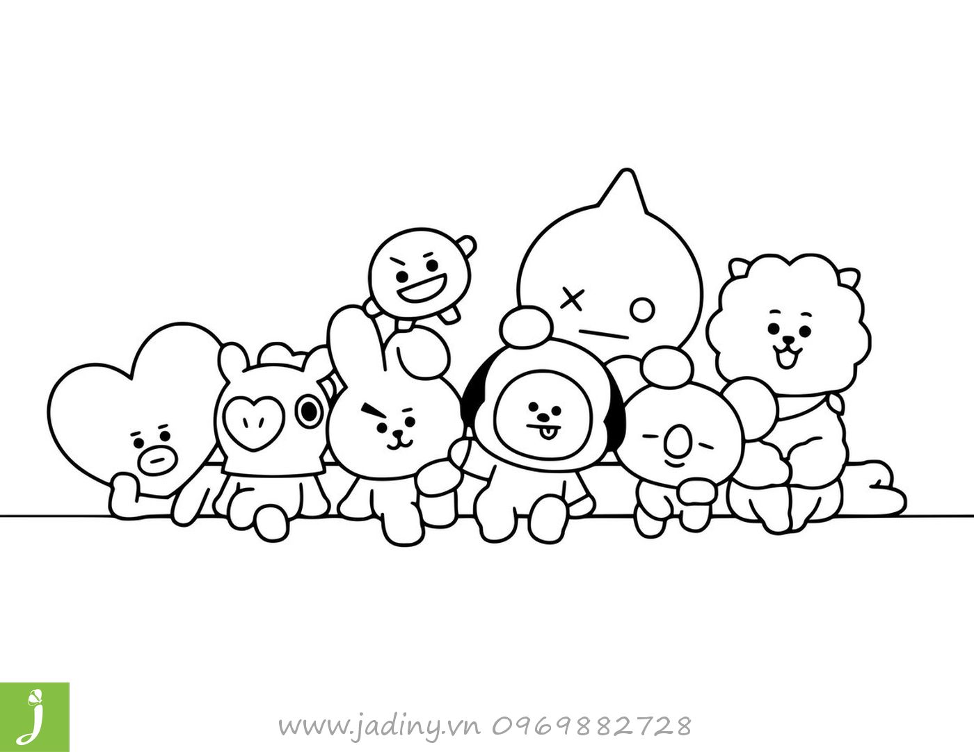 Tổng Hợp Tranh Tô Màu Bt21 Không Màu - Jadiny