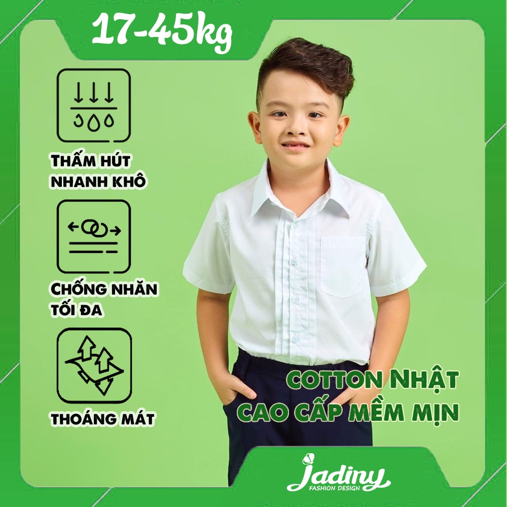 Áo sơ mi tay ngắn đồng phục học sinh viền ngực nam - DPT004