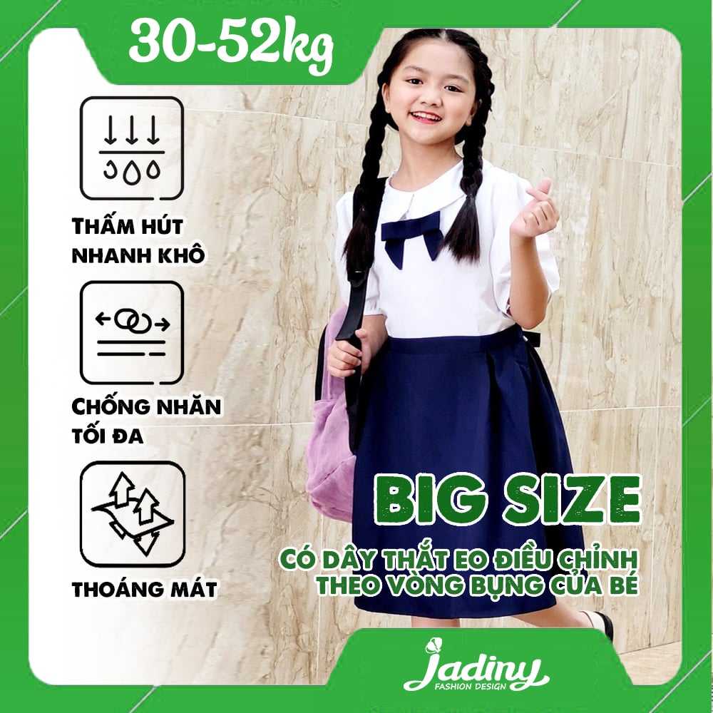 Đầm học sinh nữ cổ sen đính nơ ngực big size - GDP012