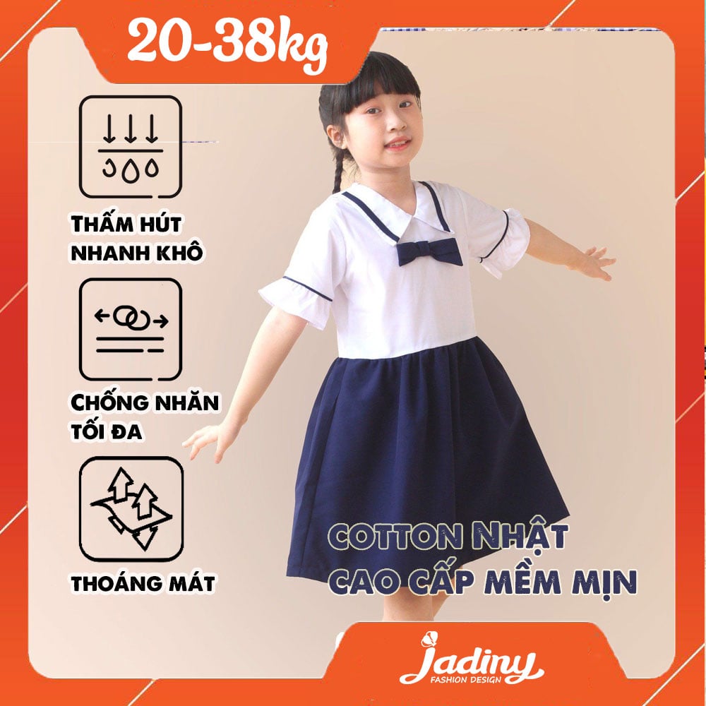 Đầm học sinh nữ lá cổ phối viền - GDP024