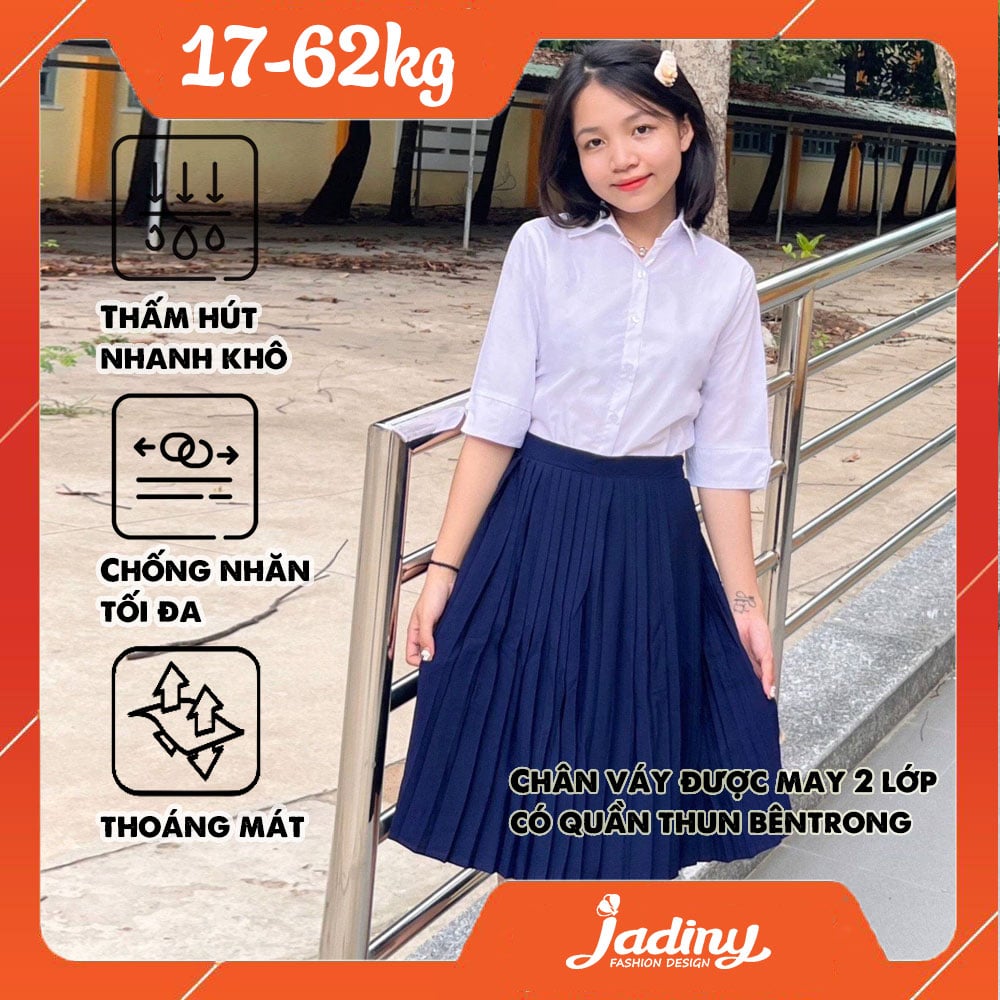 Chân váy học sinh vải lụa dập li lụa cao cấp mềm mịn, thoáng mát, bền và ít nhăn - GDP041