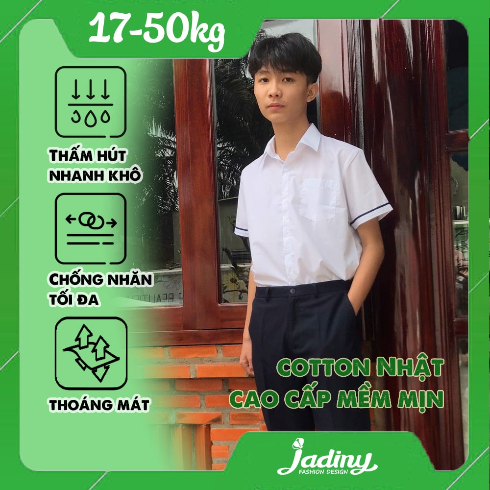 Áo sơ mi học sinh túi bên viền tay - TDP013