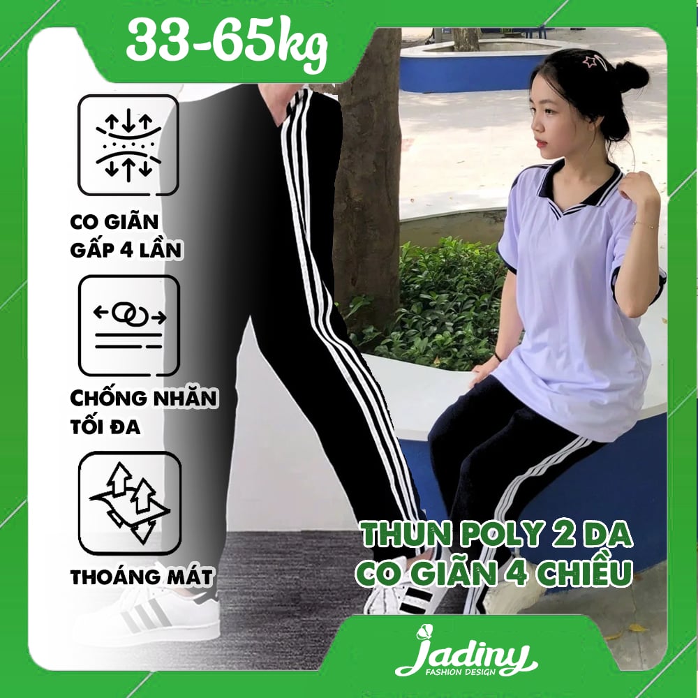 Quần thể dục học sinh 3 sọc màu đen nam nữ - TDP034