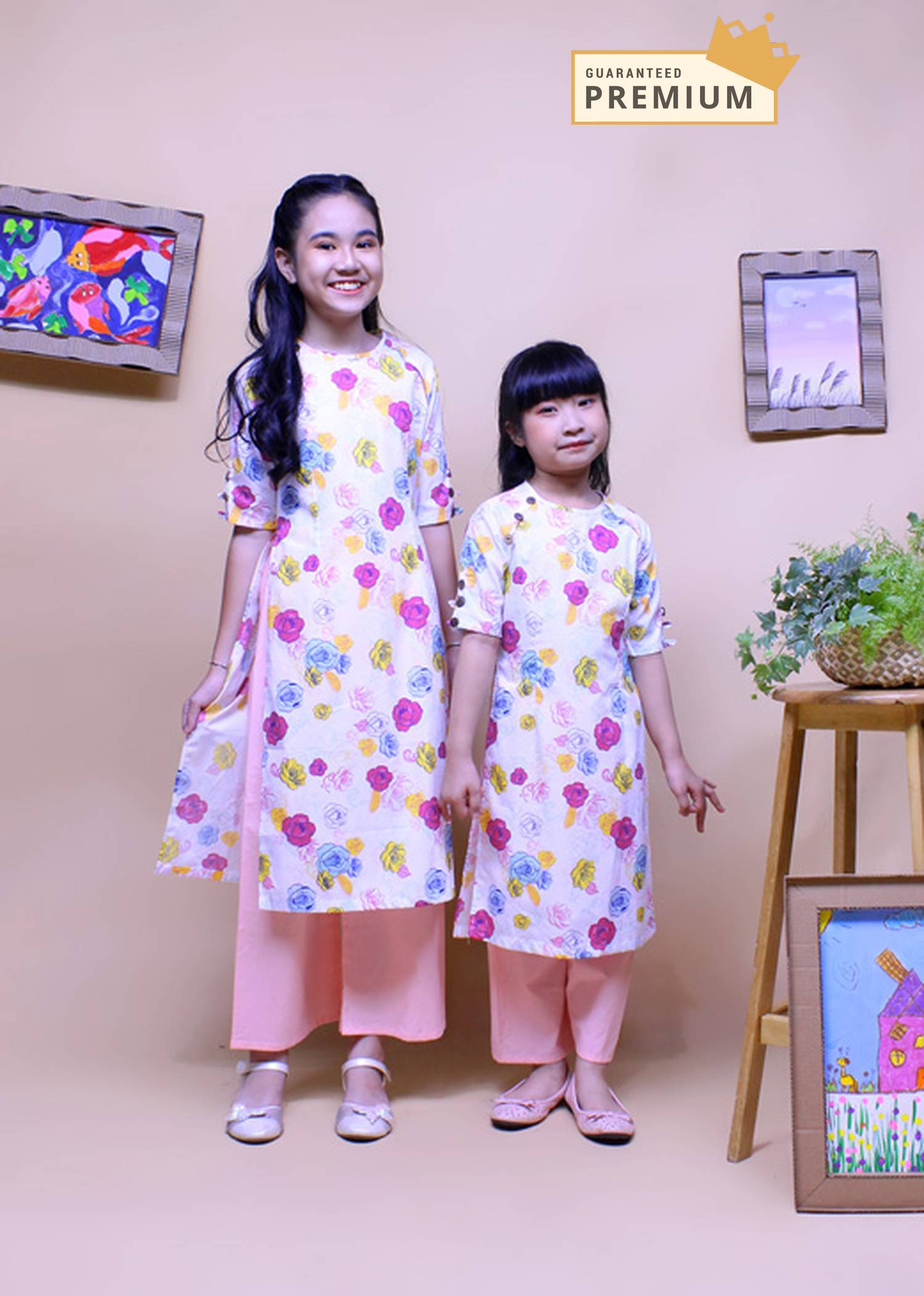 rập áo dài cho bé gái